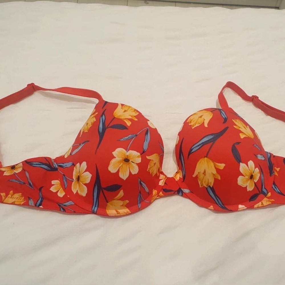 Floral Red and Yellow Bra